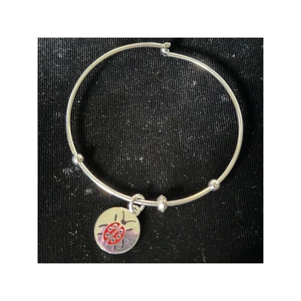 Vantel Pearls Ladybug Charm Bangle Bracelet, NWT